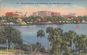 Florida St Petersburg Business Section From Mirror Lake 1944 Curteich