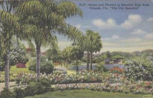 Florida Orlando Palms And Flowers In Beautiful Eola Park The City Beautiful