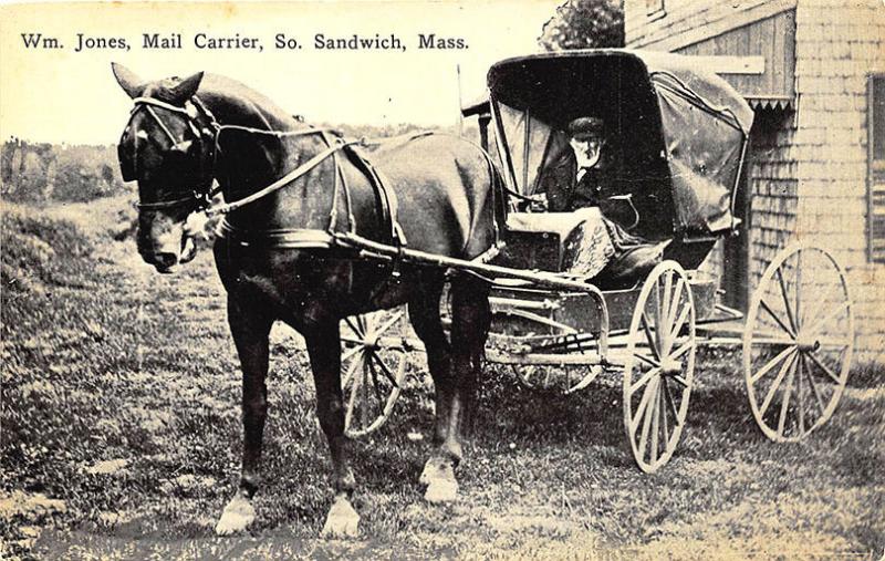 Sandwich MA William Jones RFD Mail Carrier Horse & Wagon Postcard
