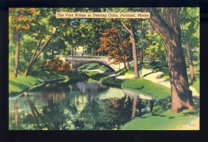 Portland, Maine/ME Postcard, The Foot Bridge In Deering Oaks Park