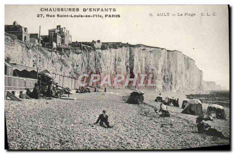 Old Postcard Ault Advertisement the beach Footwear & # 39Enfants Rue Saint Lo...