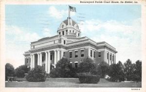 D93/ De Ridder Louisiana La Postcard 1944 Beauregard Parish Court House Building