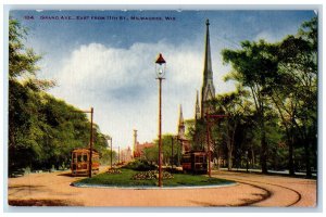 Milwaukee Wisconsin WI Postcard Grand Ave. East From 11th Street c1910 Vintage