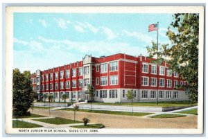 c1950 North Junior High School Campus Building Flag Sioux City Iowa IA Postcard 