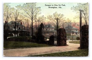 Postcard Entrance To Glen Iris Park Birmingham Ala. Alabama