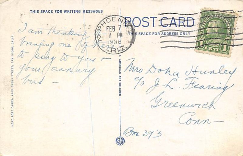 Desert Nightingale, Laughing Donkey 1938 light postal marking on front