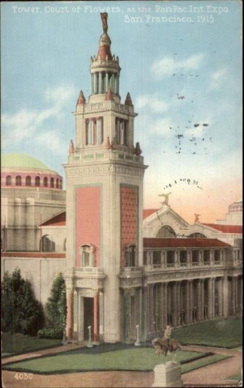 1915 Panama Pacific Expo San Francisco CA Court of Flowers Used Postcard