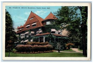 c1910's Mr. Joseph D Olivers Residence South Bend Indiana IN Antique Postcard