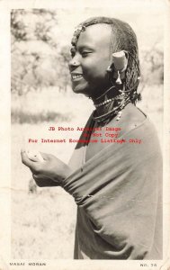 Africa, RPPC, Masai Moran Woman in Ethnic Costume, Photo