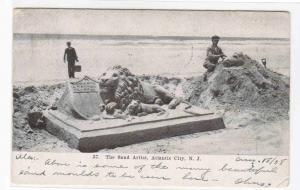 Lion Sand Art Artist Atlantic City New Jersey 1908 postcard