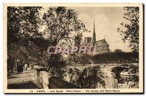 Postcard Old Paris Quays Notre Dame