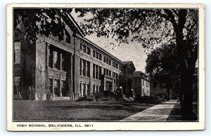 BELVIDERE, IL Illinois ~ 1923 ~ HIGH SCHOOL ~ Boone County Postcard