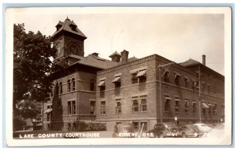Eugene Oregon OR Postcard RPPC Photo Lane County Court House Building 1946