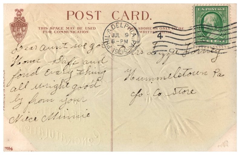 1909 Heartiest Congratulations Daffodil Flowers Embossed Postcard PM