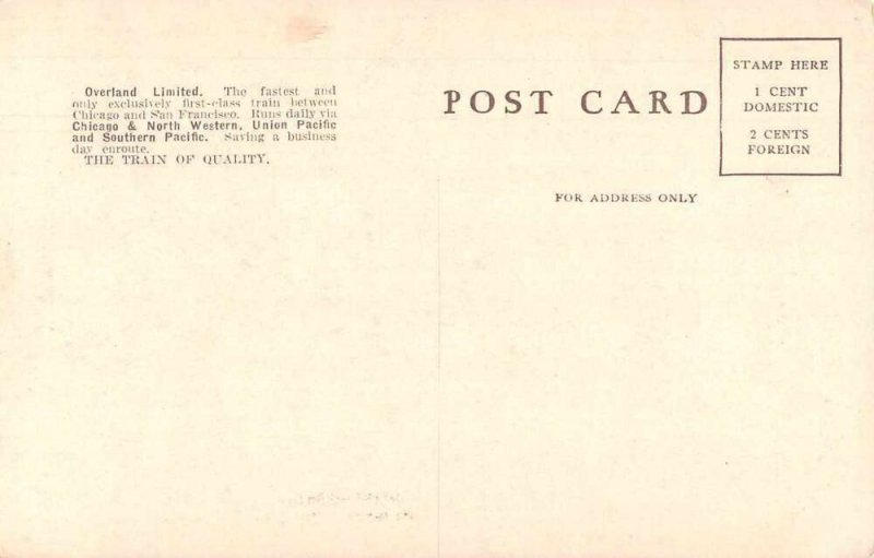 Overland Limited Railroad Buffet Library Train Interior Postcard AA12202