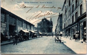 France Nancy Eglise Saint Sebastien Place Du Marché Vintage Postcard C015