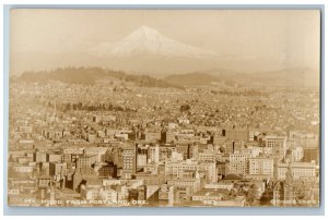 c1910's Bird's Eye View Of Mt. Hood From Portland Oregon OR RPPC Photo Postcard