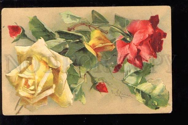 027726 ROSES Flowers by C. KLEIN vintage Embossed PC