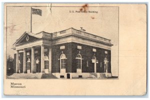 1911 US Post Office Building Exterior Macon Missouri MO Vintage Antique Postcard