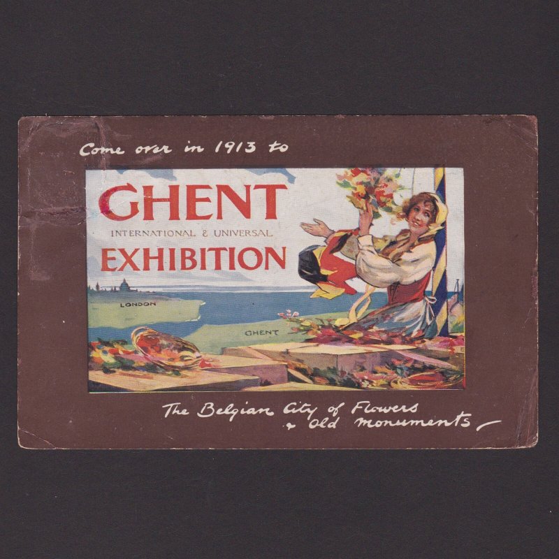 Advertising card, International exhibition in Ghent 1913, Posted