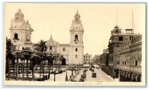 c1940's Cars Scene at Main Square Lima Peru Vintage Unposted Postcard