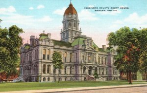 Vintage Postcard 1930's Kosciusko County Court House Warsaw Indiana IN