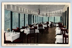 BARABOO, Wisconsin WI ~ Dining Room DEVI BARA RESORT Porch 1920s-30s  Postcard 
