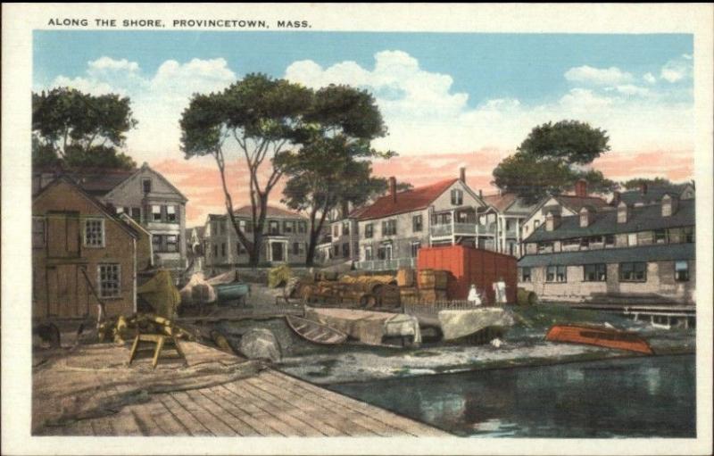 Provincetown Cape Cod MA Along the Shore c1920 Postcard