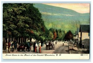 c1910's Street Scene Heart Of Catskill Mountains New York NY Antique Postcard 