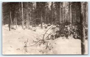 RPPC PRIEST RIVER, ID Idaho ~ Winter FOREST SNOW Scene  1920 Postcard