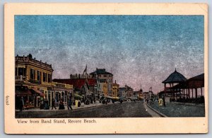 Revere Beach MA Metal Glisten Sky~View From Bandstand~Pavilions~c1905 Postcard