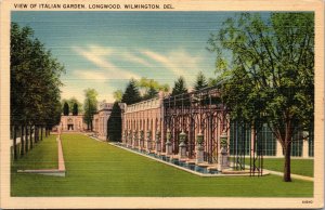 Vtg 1930s View of Italian Garden Longwood Wilmington Delaware DE Unused Postcard