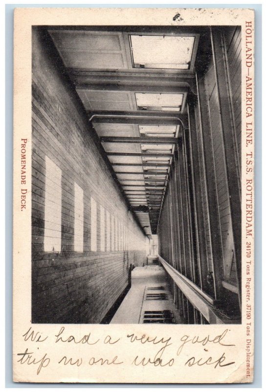 France Postard Promenade Deck Holland America TSS Rotterdam c1910 Posted