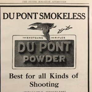 DuPont Smokeless Powder for Shotguns & Rifles Original 1907 Print Ad 2V1-32