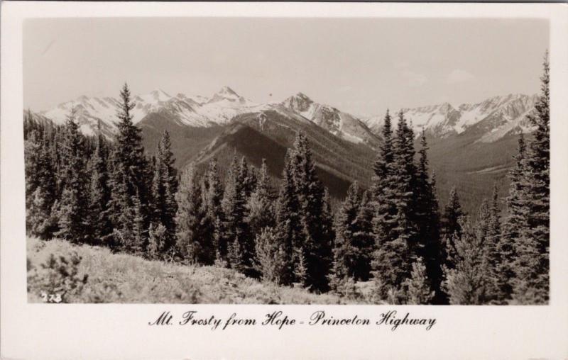 Mt Frosty from Hope BC British Columbia Princeton Hwy c1955 RPPC Postcard E29 