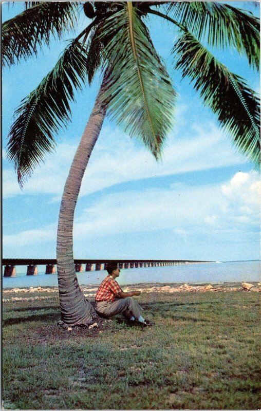 7 Mile Bridge Pigeon Key Marathon Florida FL Keys Postcard VTG UNP Curteich 