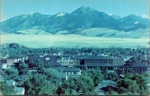 Vtg 1950s Livingston Montana Birdseye View Mt Baldy in the Distance MT Postcard