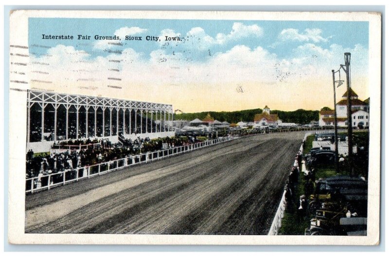 1919 Interstate Fair Grounds Racing Sioux City Iowa IA Posted Antique Postcard