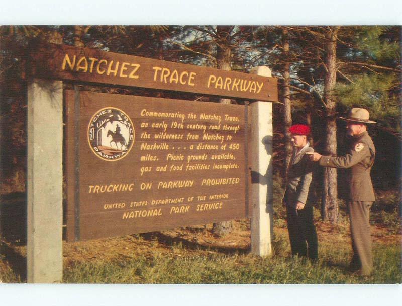 Pre-1980 ENTRANCE SIGN Natchez Trace Parkway - Kosciusko Mississippi MS E5608