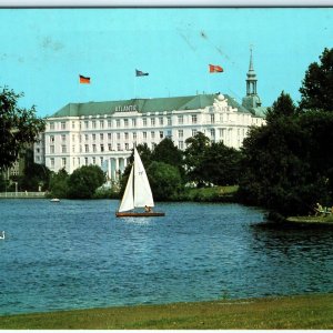 c1970s Hamburg, Germany Atlantic Hotel Alster Lake Sailboat Swan Chrome 4x6 M19