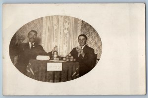 c1910's Hungary Drinking Wine House Interior RPPC Photo Antique Postcard