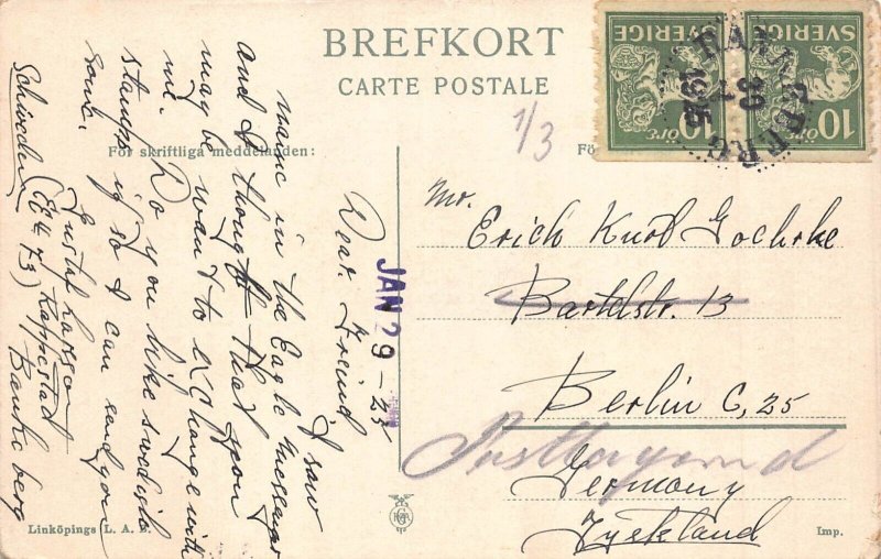 L147 Sweden 1925 Linkoping Sit Larsgatan vintage postcard