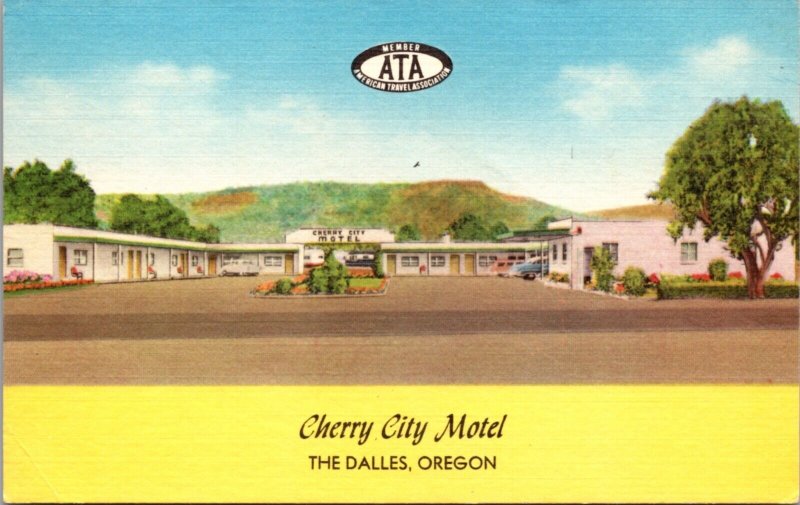 Linen Postcard Cherry City Motel Columbia River Highway US 30 The Dalles, Oregon