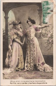 Early 1900s French RPPC Hand-Colored Real Photo Postcard Lovely Actresses
