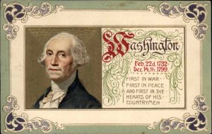 Winsch George Washington's Birthday First in War Patriotic Quote c1910 Postcard