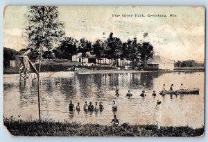 Reedsburg Wisconsin WI Postcard Pine Grove Park Aerial View Bathing 1942 Vintage