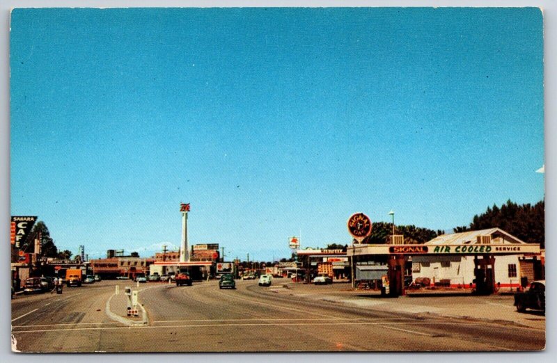 Indio California~Main Street~Signal Gas Station~Sahara Cafe~1940-50s Cars PC