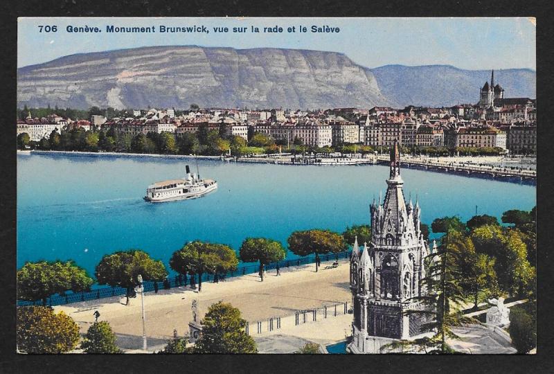 Brunswick Monument Geneva Port View Switzerland Unused c1910