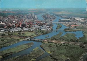 BR85240 randers aerial view of the town with the gudenaa  denmark