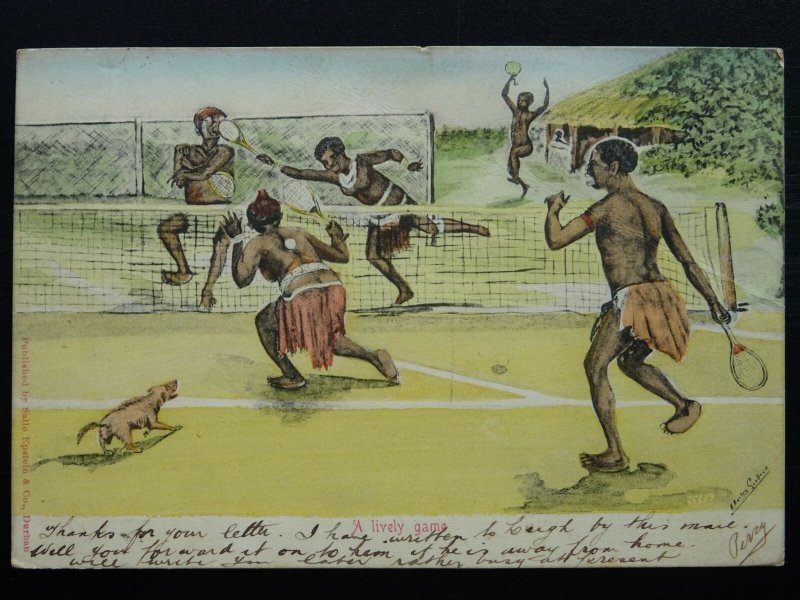 Sport Theme TENNIS A Lively Game c1904 UB Postcard by Sallo Epstein & Co.